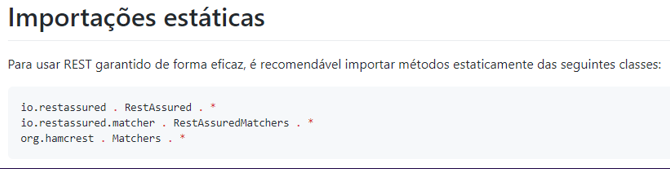 Importações estáticas REST assured