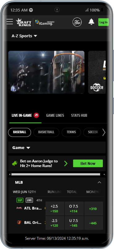 DraftKings homepage