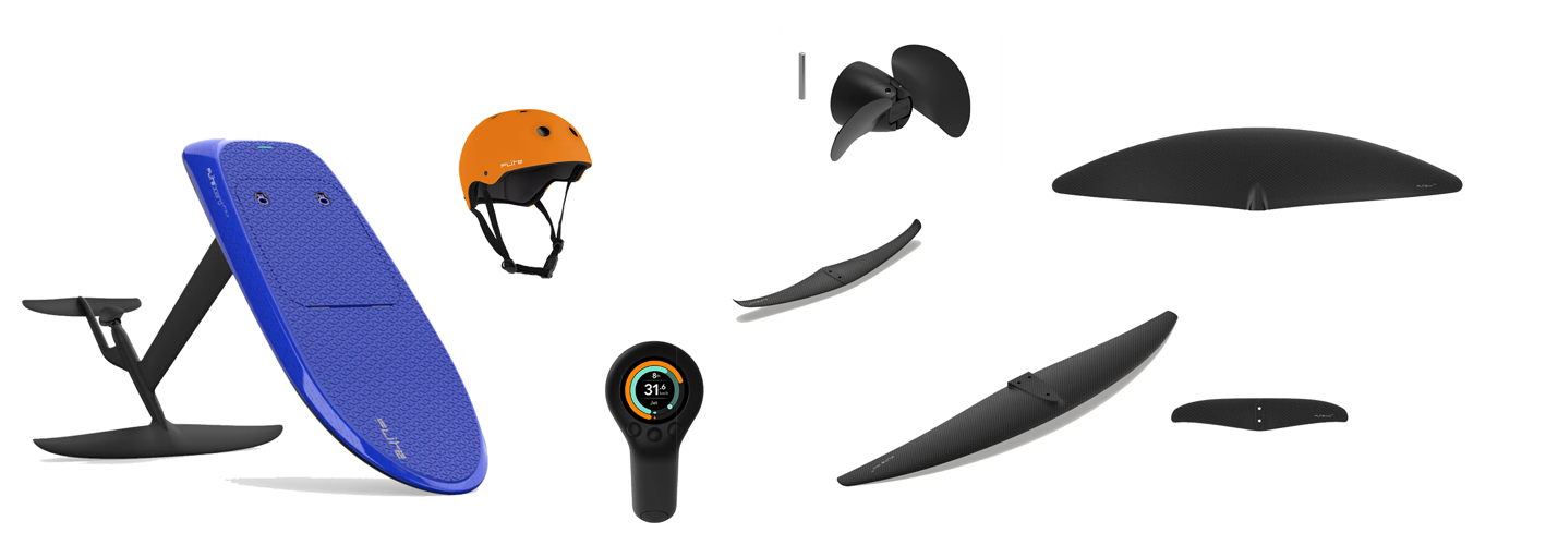 A close-up of a helmet and blades

Description automatically generated