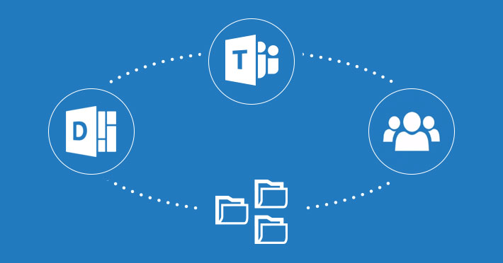 Microsoft 365 collaboration ecosystem: Microsoft Teams, OneDrive, SharePoint, and user collaboration integrated for seamless teamwork.