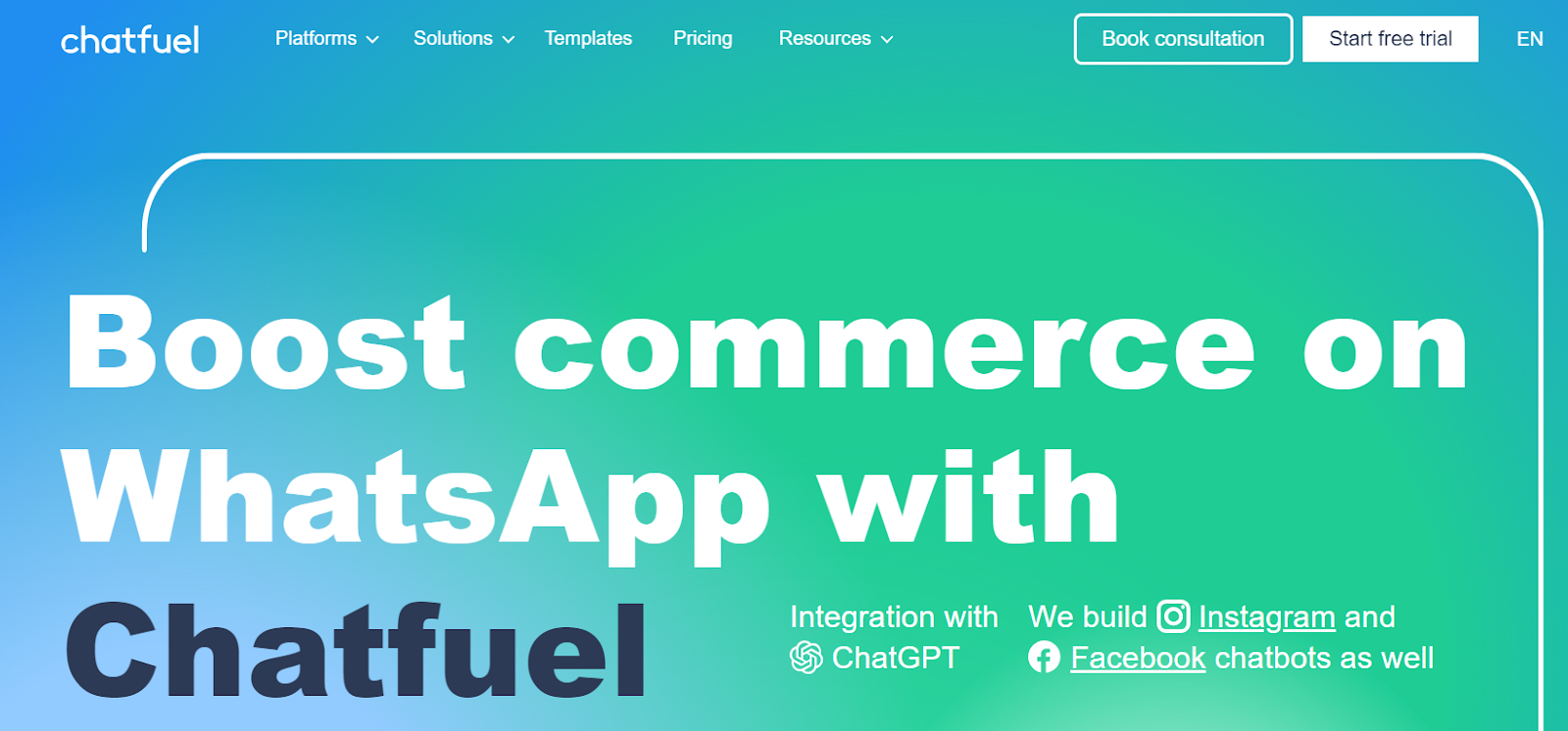 chatfuel ai chatbot for commerce on whatsapp