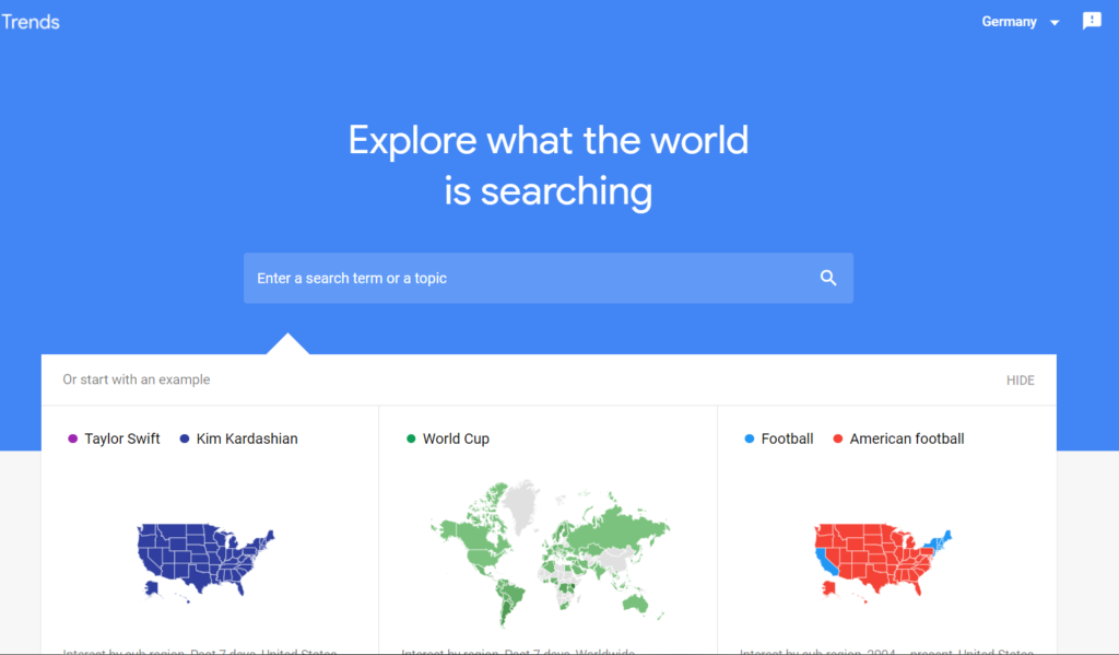 unique content tool -  Google Trends