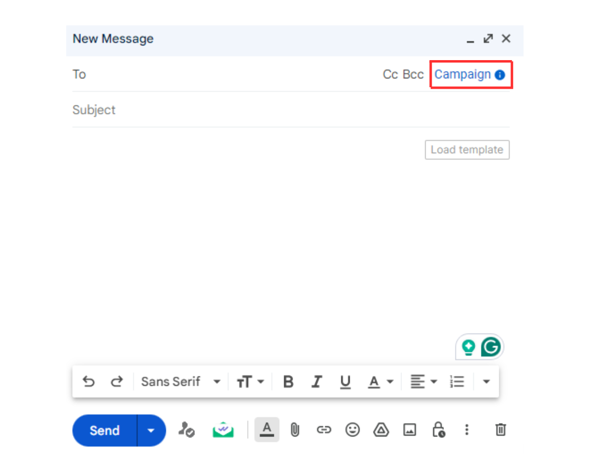 To send scheduled emails with Mailsuite, start a new Gmail message and click Campaign