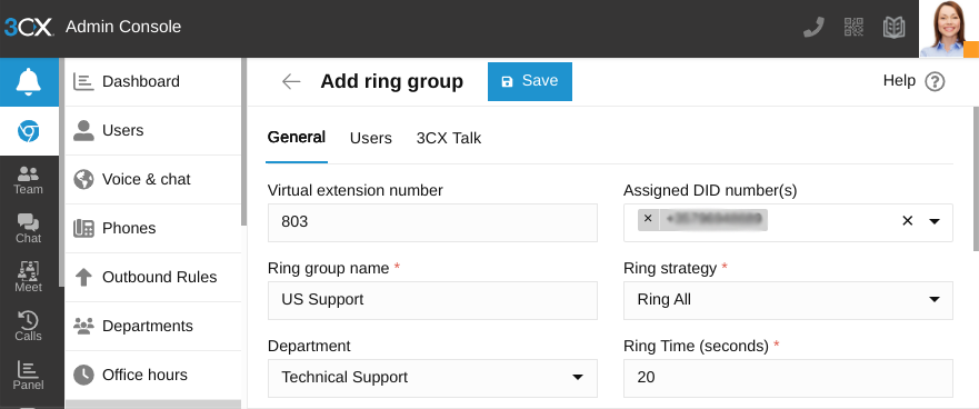 Quick ring group setup with 3CX via Admin Console