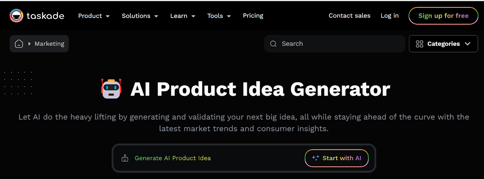 Taskade's AI Product Idea Generator