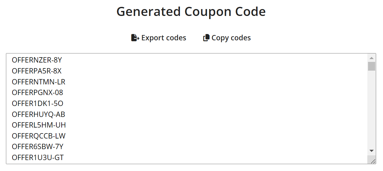 Coupon Codes Examples