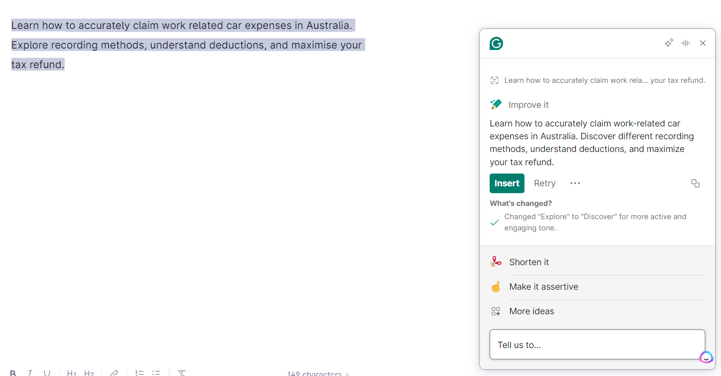 Grammarly's Writing Style Suggestions