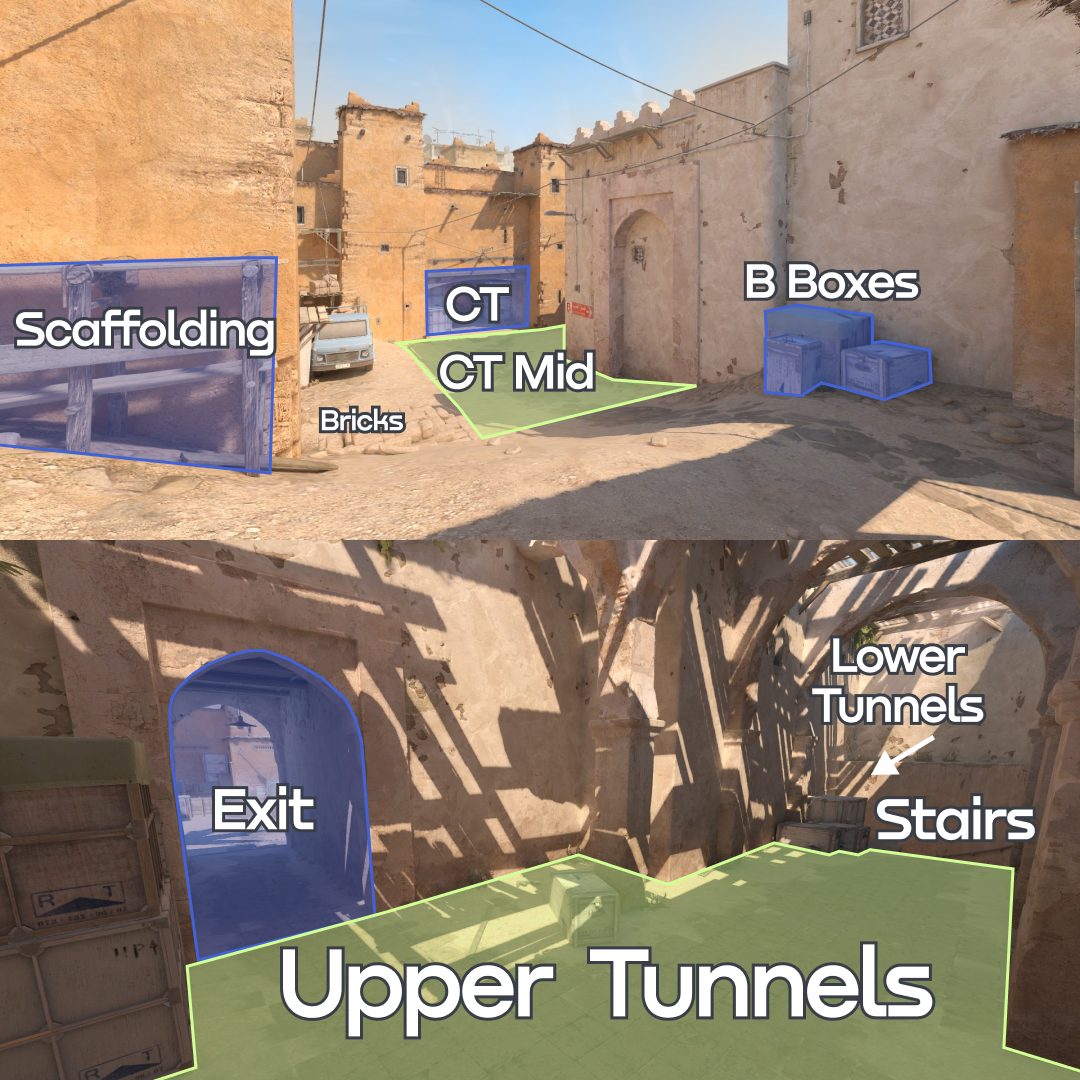 All CS2 Map Callouts - Ancient, Mirage, Anubis, Nuke, Overpass, Vertigo, Inferno & Dust2. Guide by SCOPE.GG