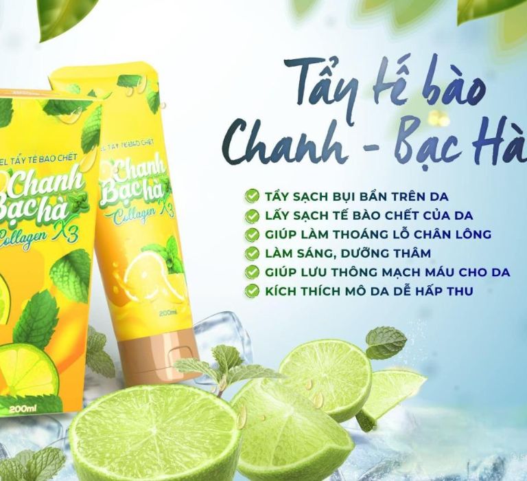 Gel tẩy tế bào chết chanh bạc hà hỗ trợ ngăn ngừa oxy hóa