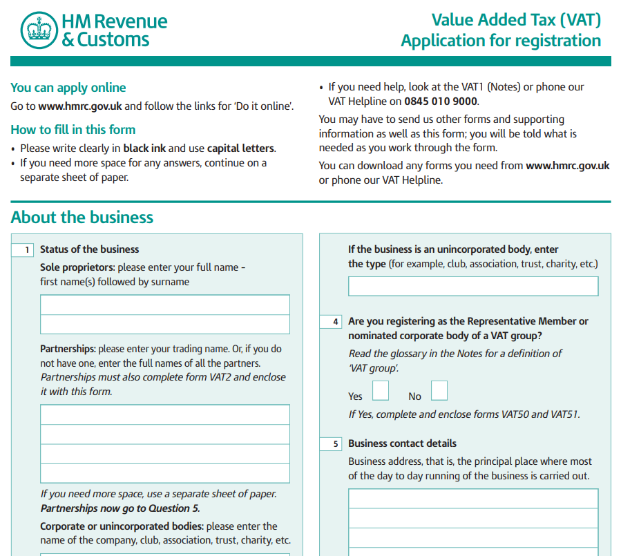 VAT1 Form  