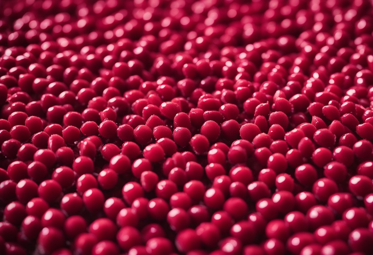 A vibrant red dye made from cochineal insects, used in food and cosmetics. The insects are harvested from cacti in South America