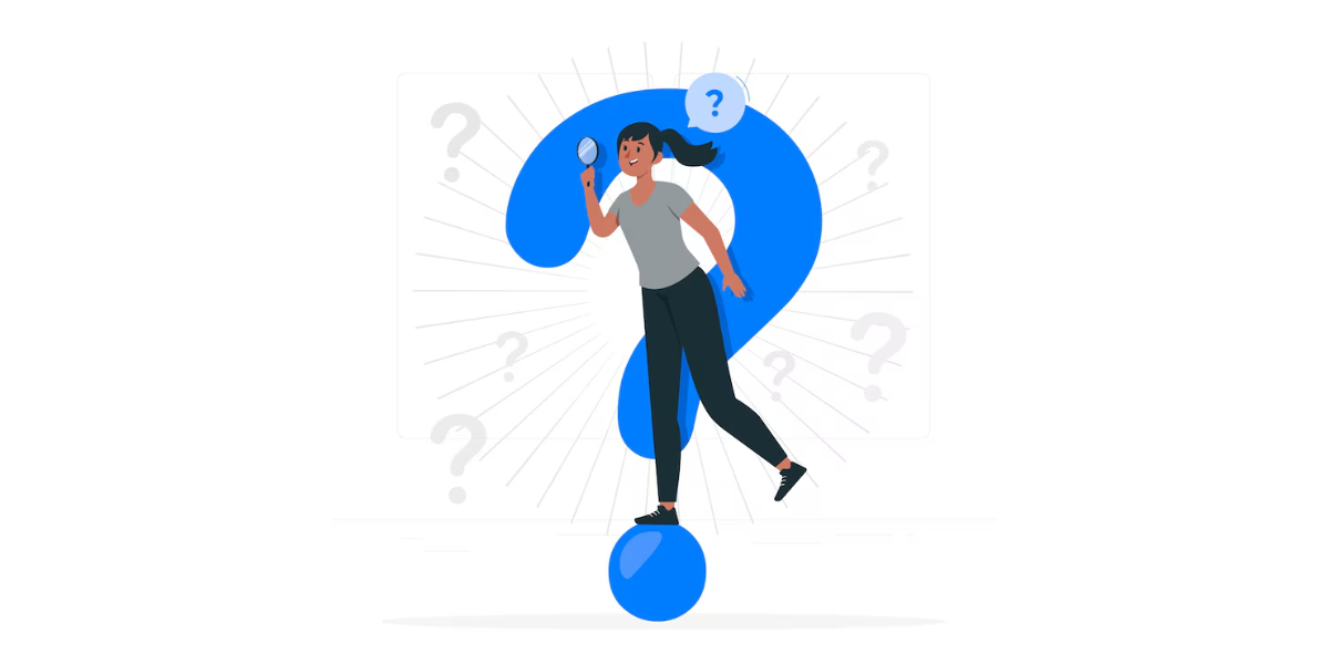 A woman looking for answers to her questions, with a magnifying glass in her hand.