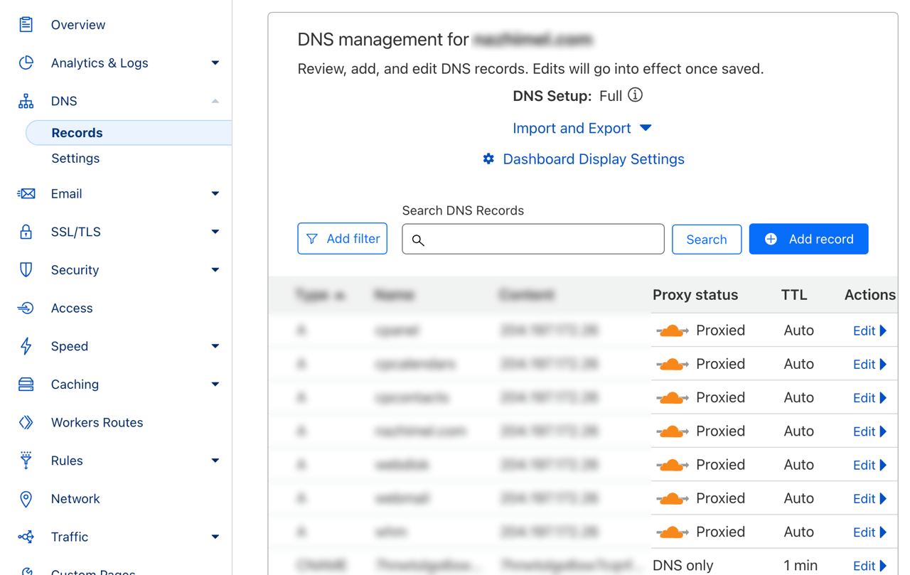 example of DNS setup