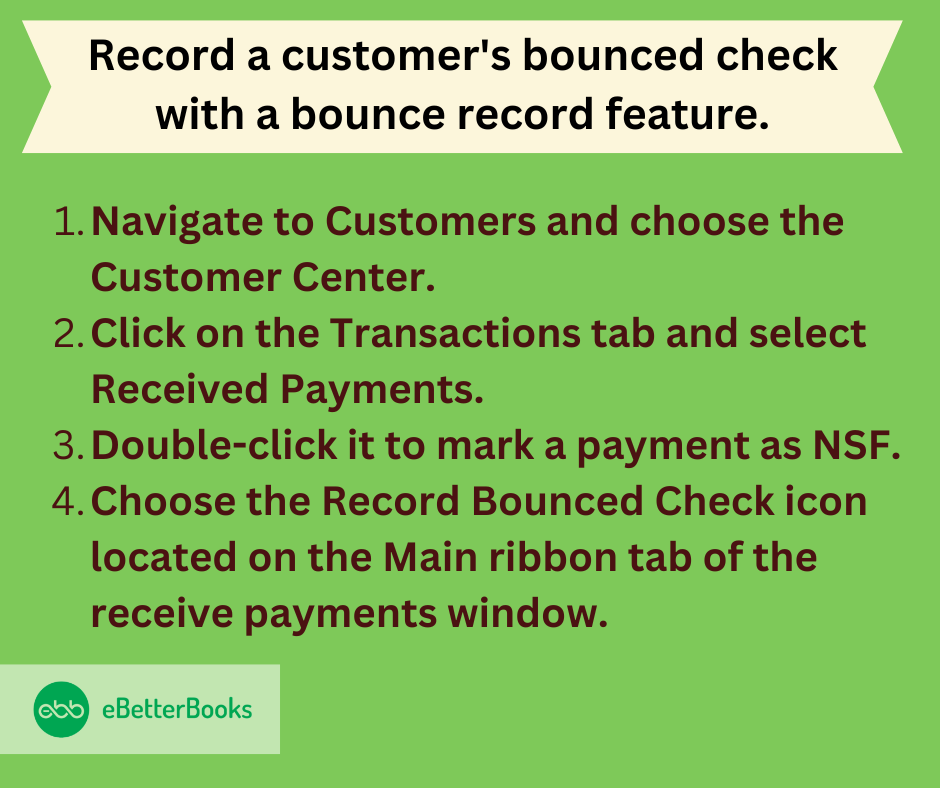 Record a customer's bounced check with a bounce record feature