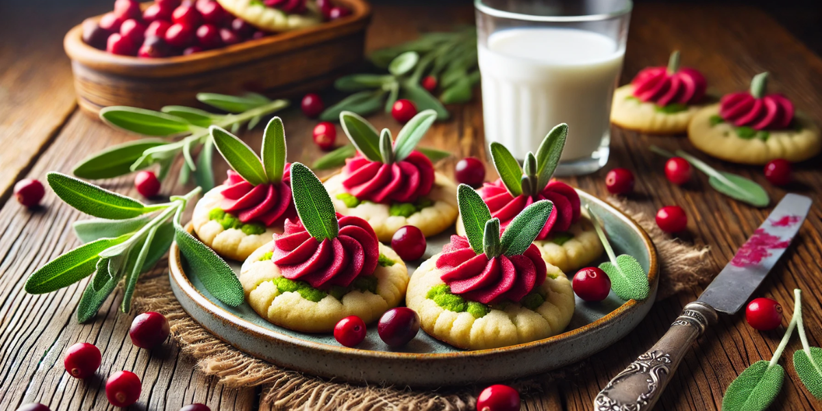 Sage Cookies with Cranberry Buttercream