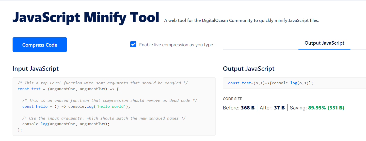 javascript minify tool