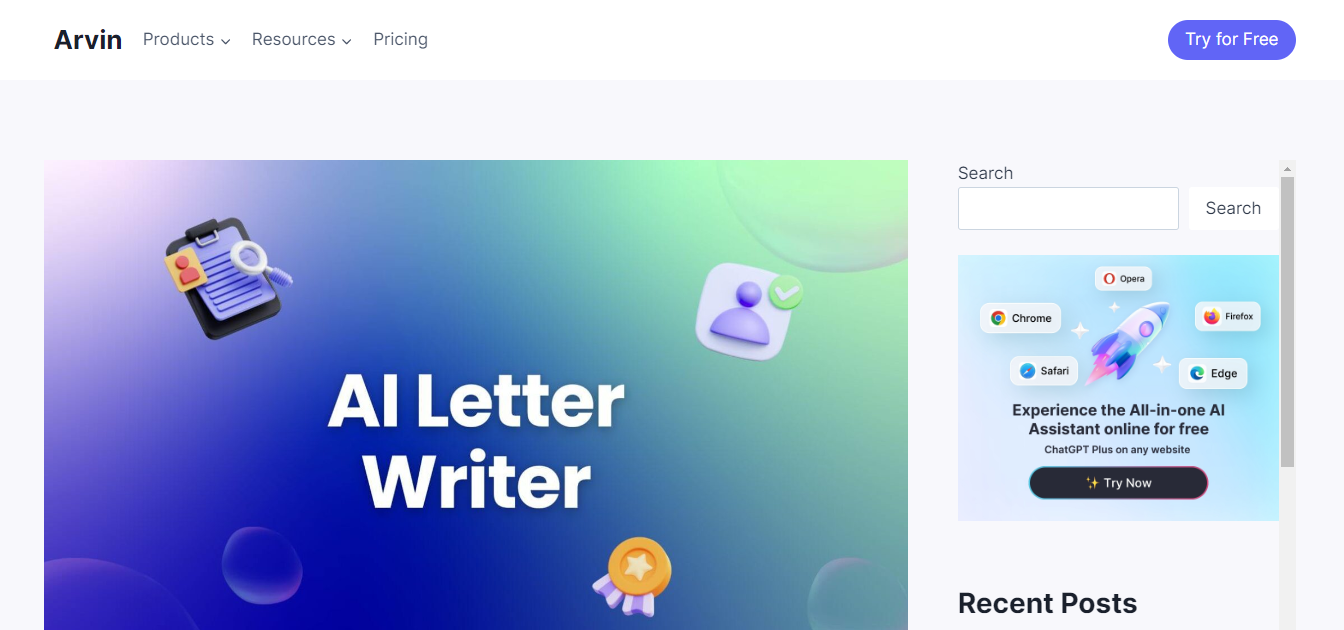 Arvin AI Letter Writer