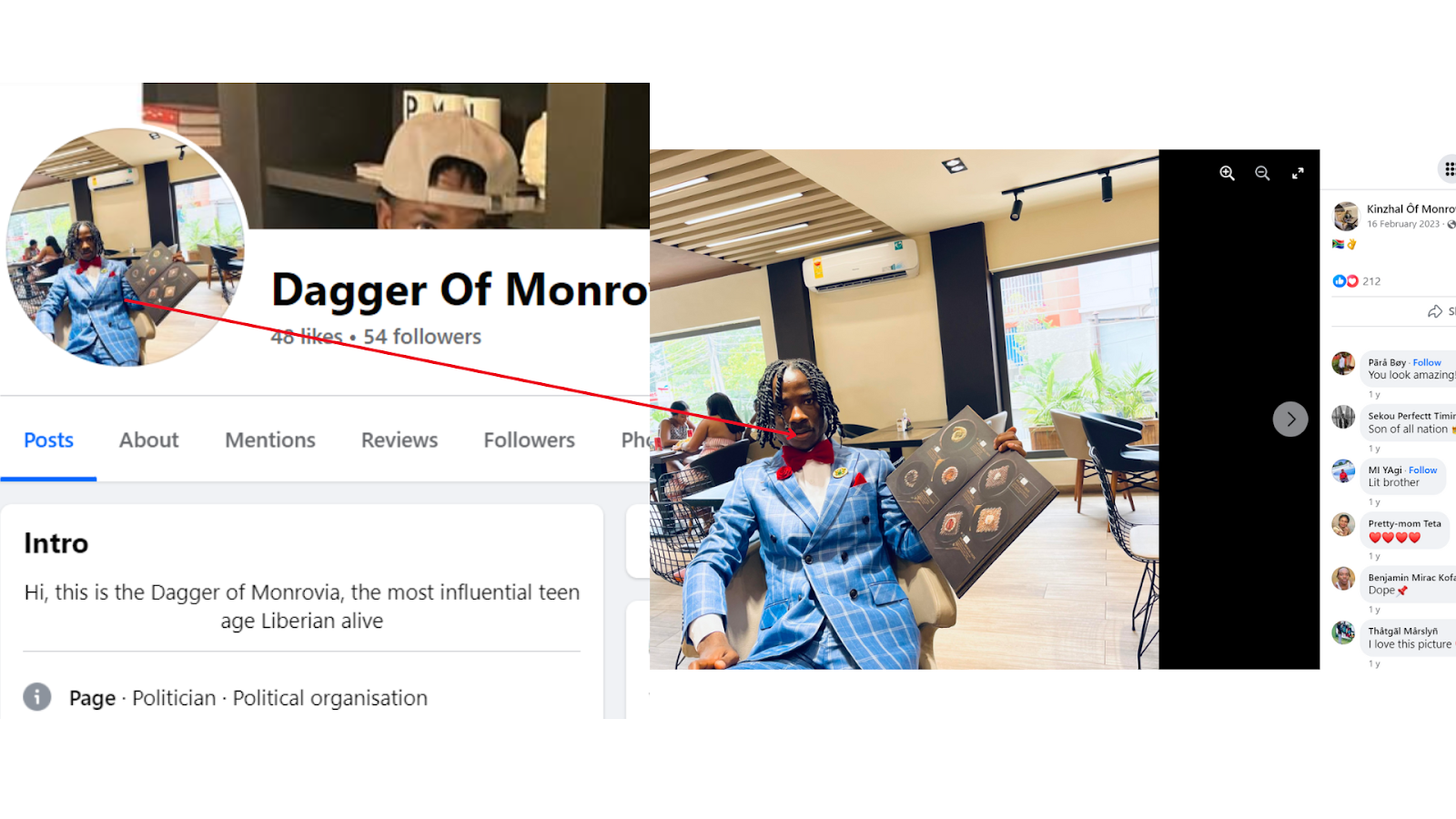 Caption: The picture on the Dagger of Monrovia account can be found on Kinzhal's Facebook profile