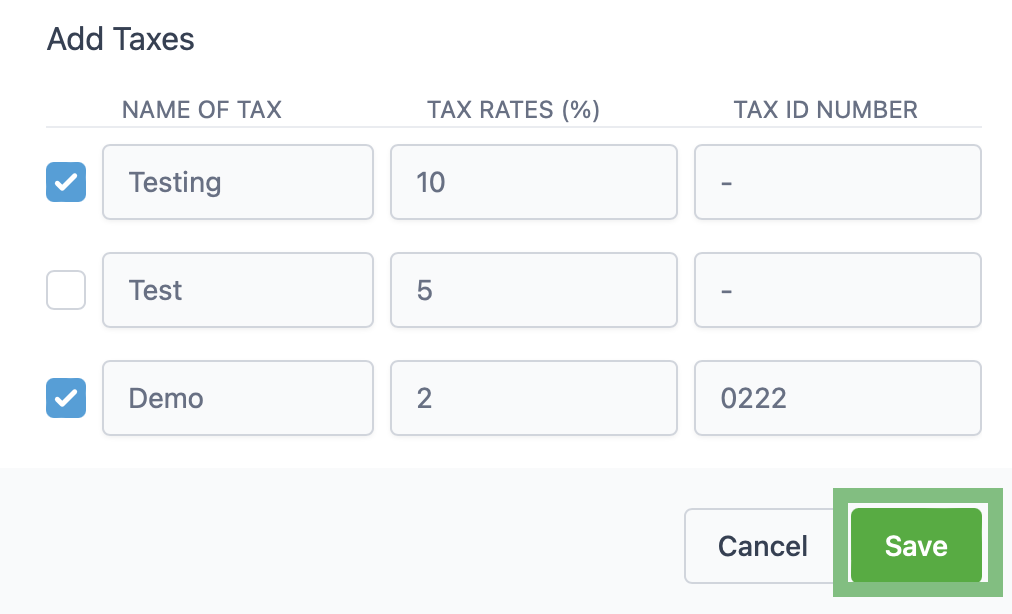 A screenshot of a tax rateDescription automatically generated