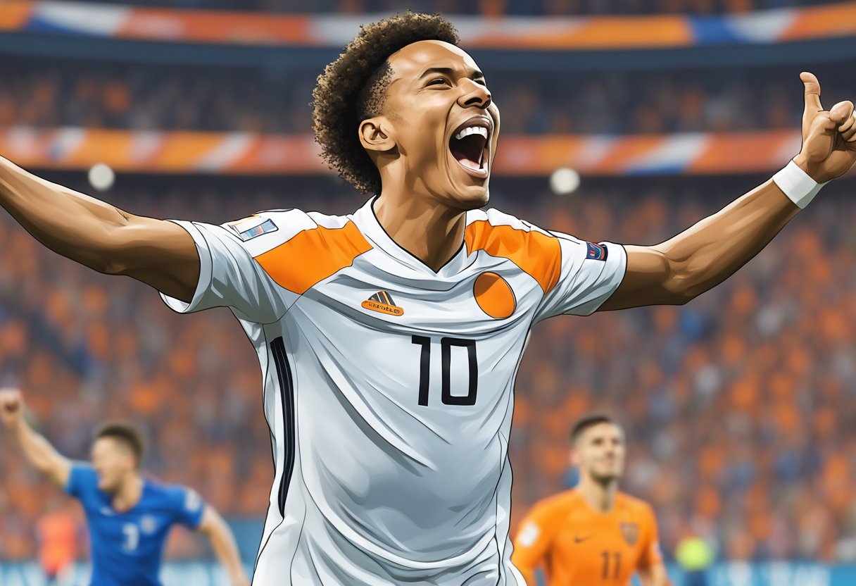 Malen celebrates after scoring two goals, leading Netherlands to victory over Romania in Euro 2024