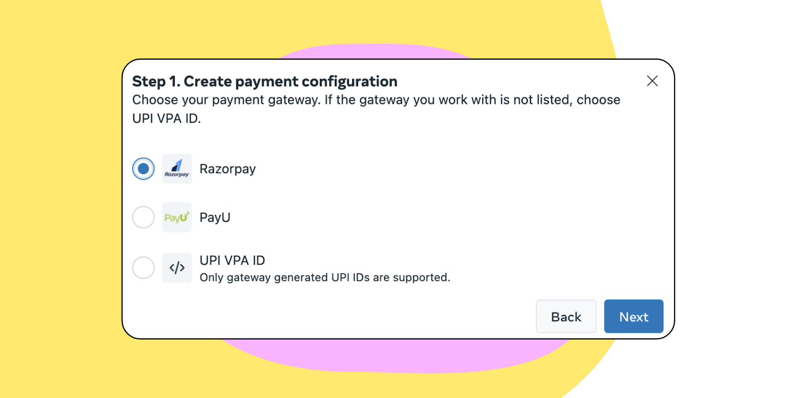 selecting razorpay option in payment 