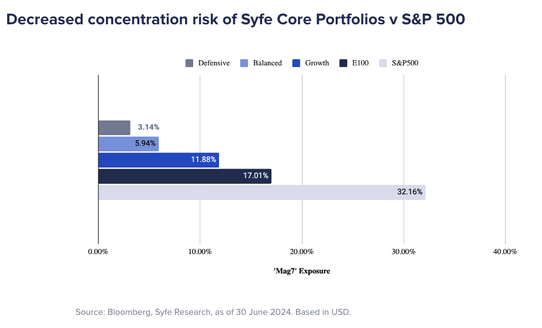 Syfe Core Equity100 lower concentration risk