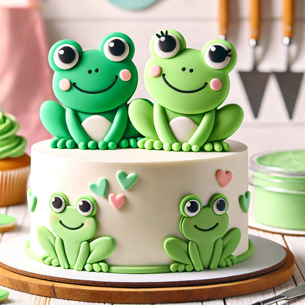 Cake with a Couple of Frogs and a Mini Cake