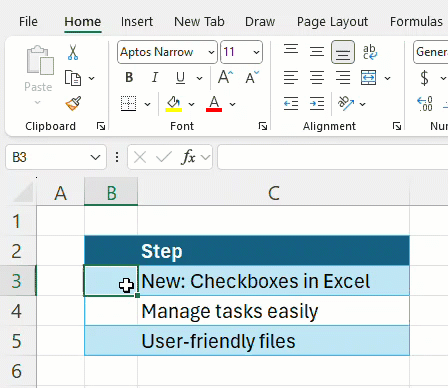 excel checkboxes