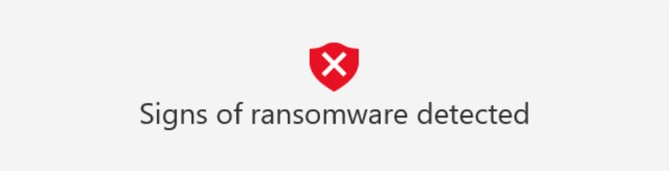 Alert showing "Signs of ransomware detected" with a red shield icon.