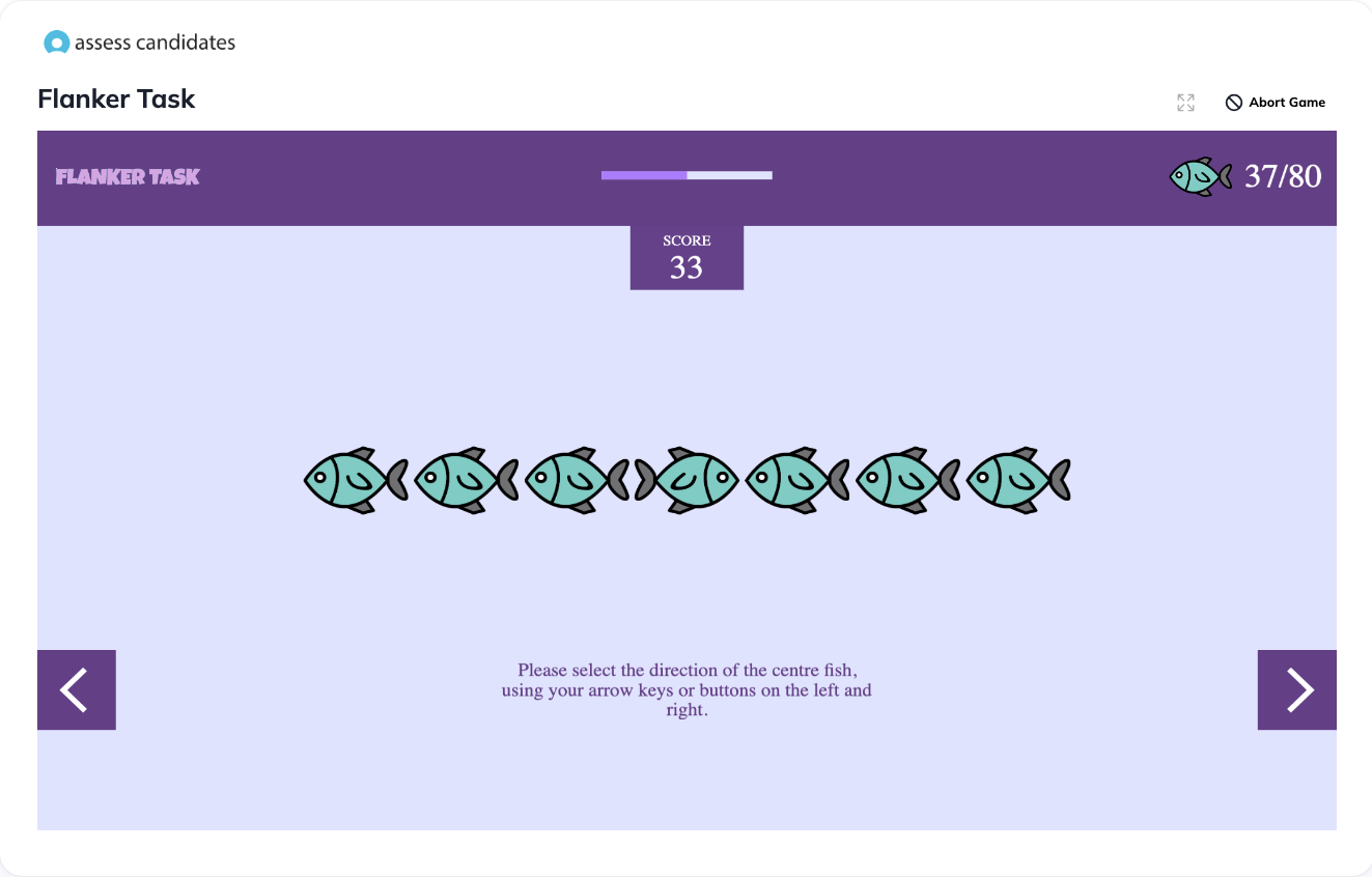 assess candidates flanker task game example