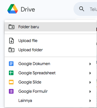 Membuat Folder di Google Drive