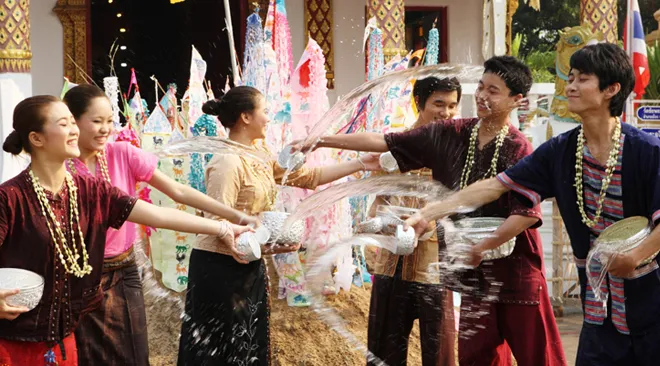 Thai people used to pour a bowl of water on their family, close friends, and neighbors.