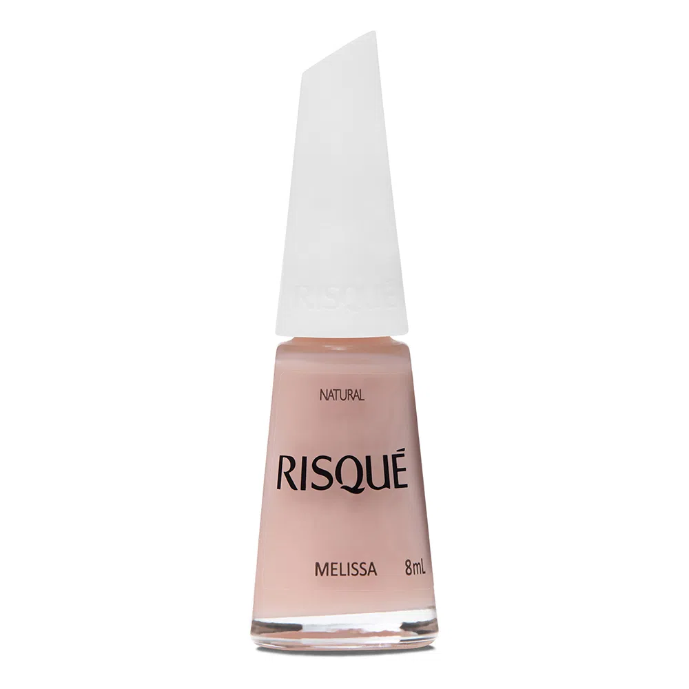 Frasco do esmalte Melissa da Risqué, que possui um tom de nude rosado com fundo frio.