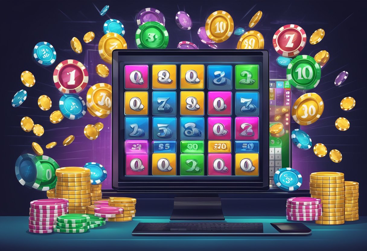 A computer screen displaying various online casino games, with bonus offers and security features highlighted