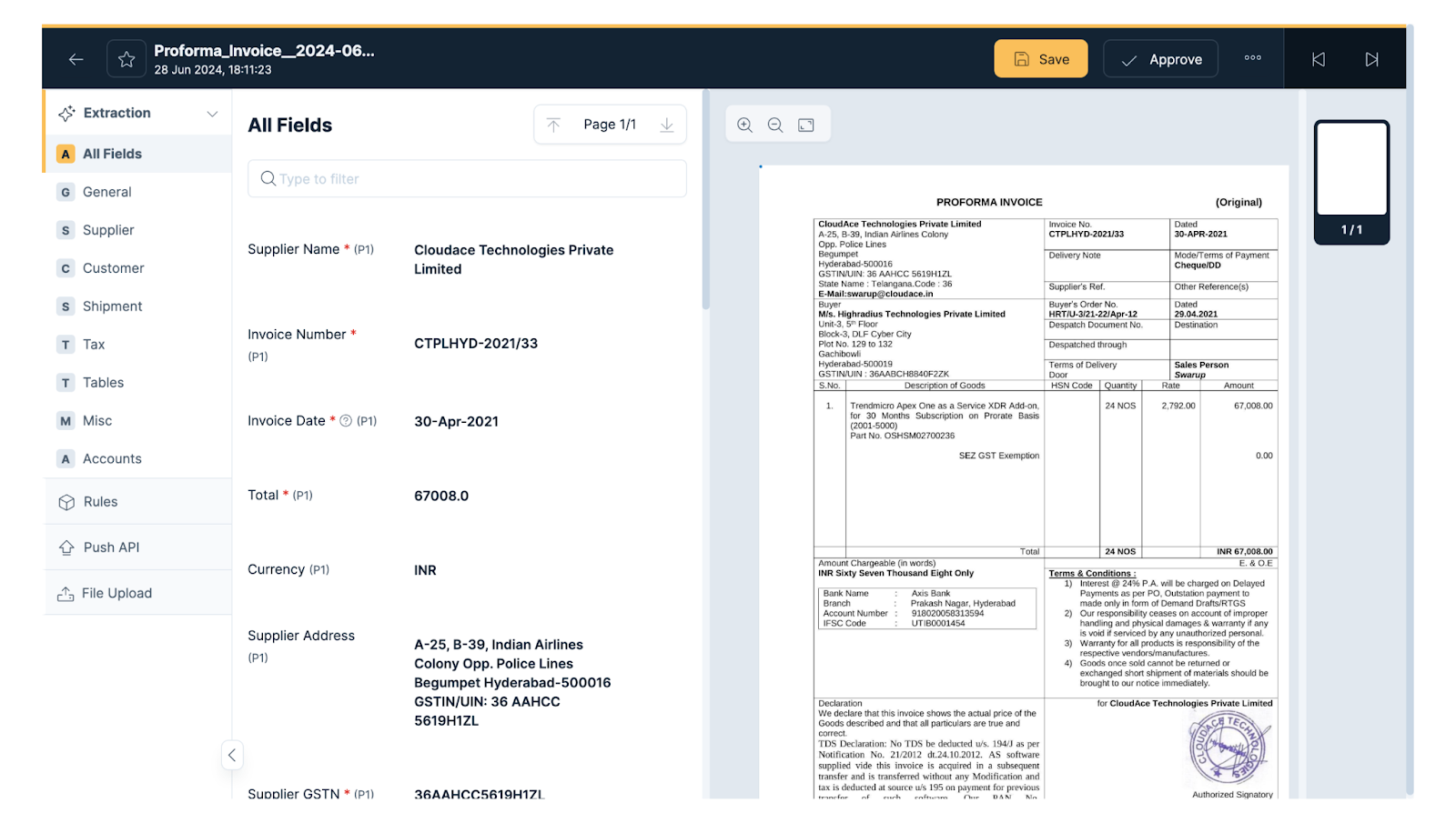  Data Extraction for Proforma Invoice 