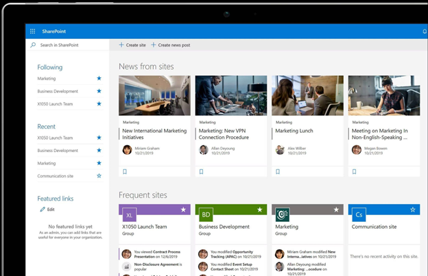 Microsoft SharePoint dashboard