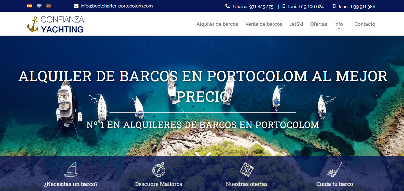Opciones personalizadas de barcos y navegación en Mallorca.
