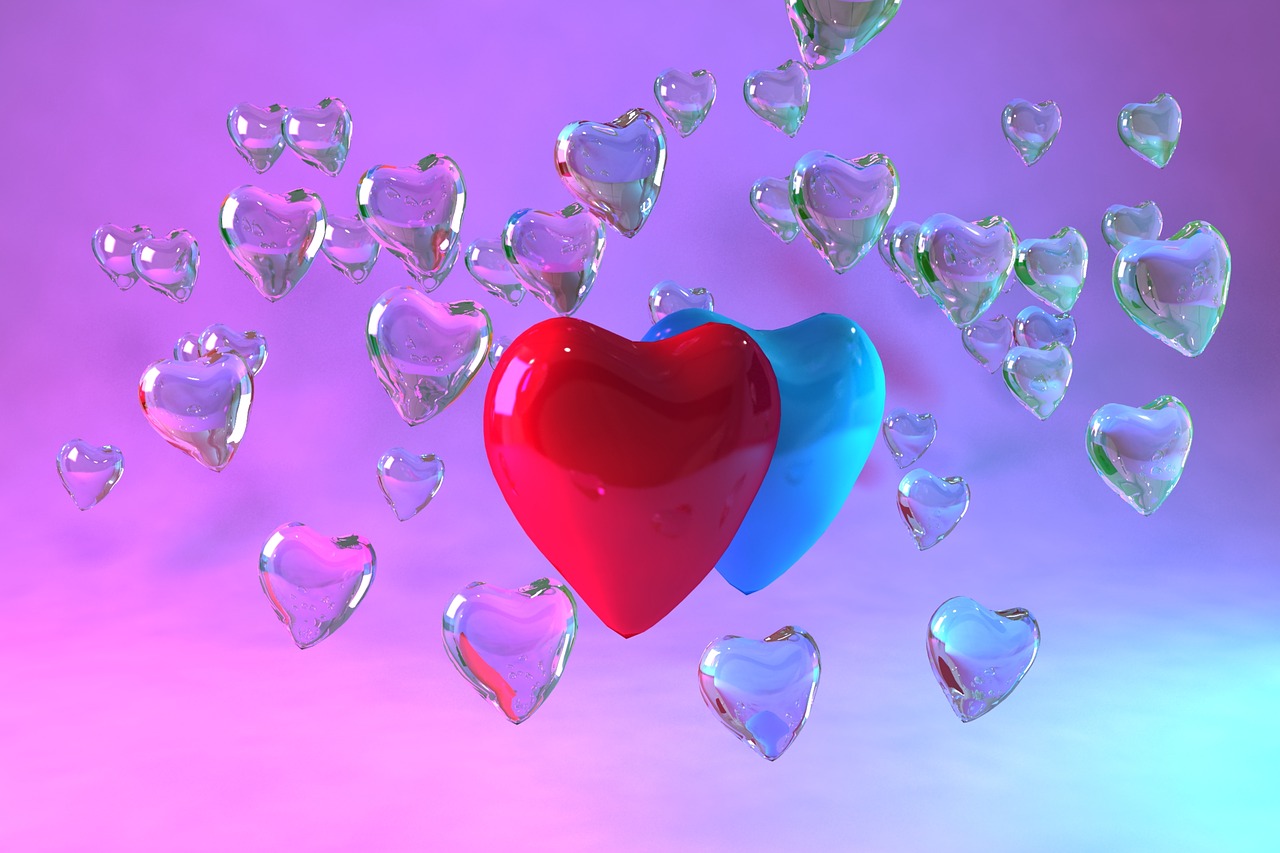 Heart DP for Instagram with blue, red and transparent hearts