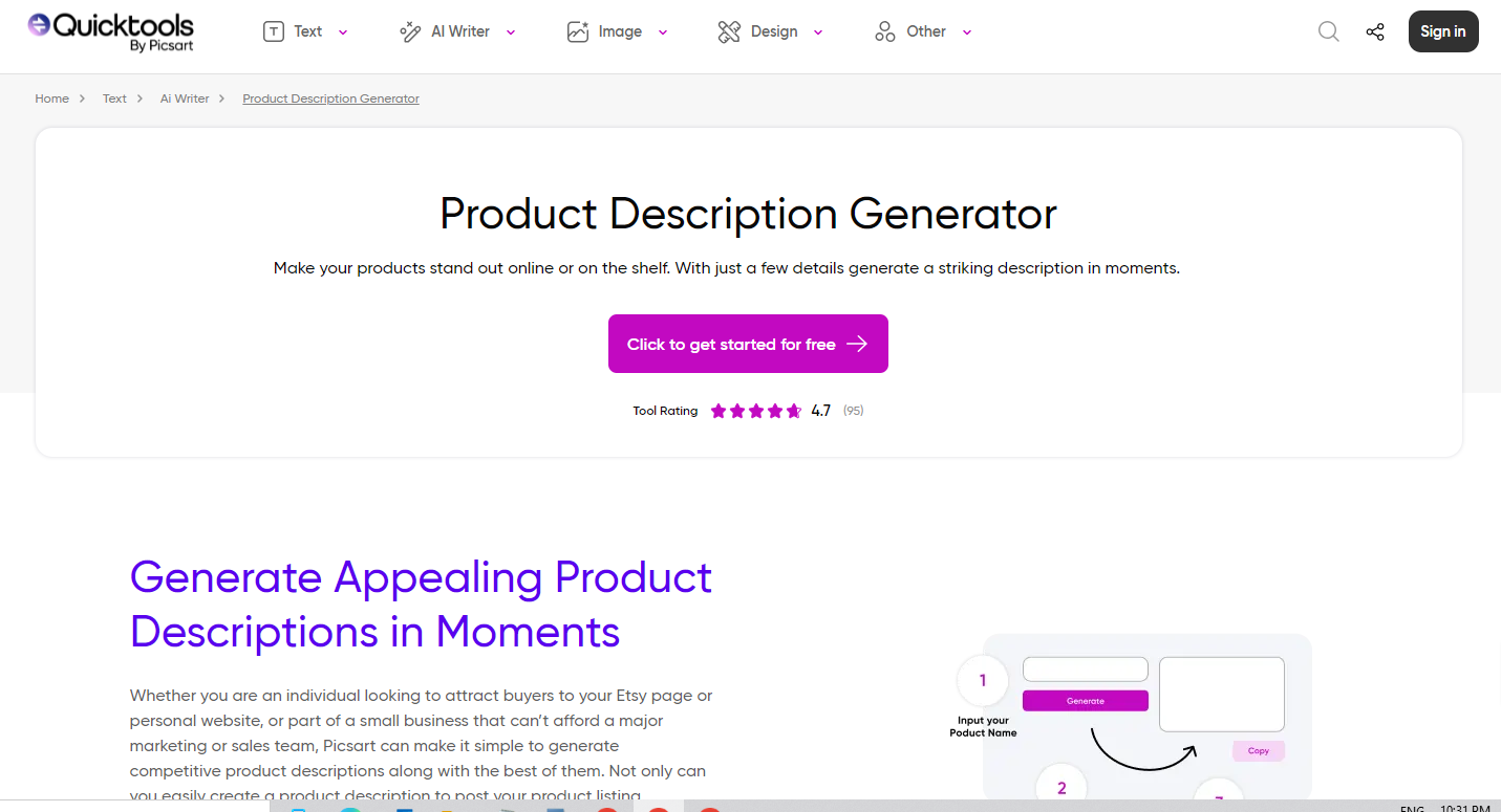 Picsart Product Description Generator