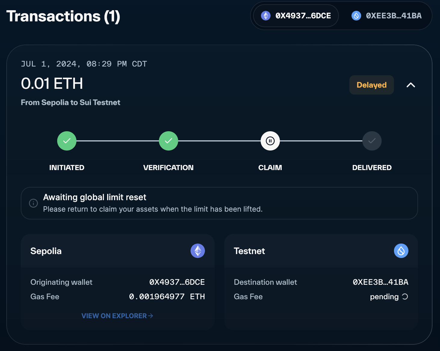 How to verify your SUI bridge transaction and transfer bridging of assets from ETH Ethereum to SUI