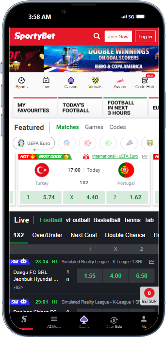 SportyBet homepage
