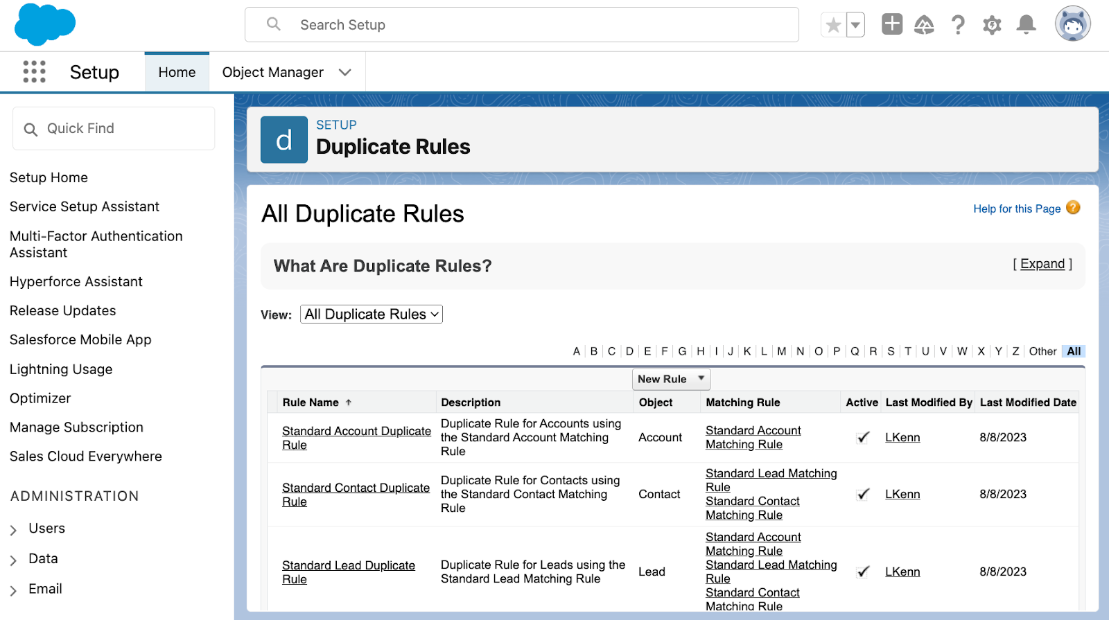 Salesforce Duplicate Rules