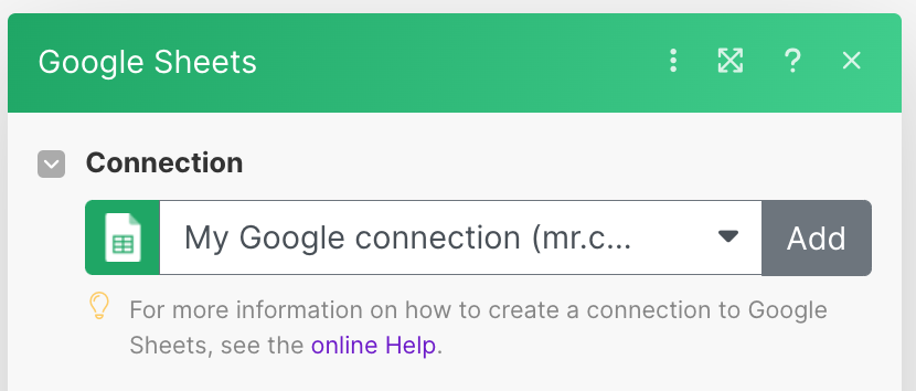 Connecting to Google Account