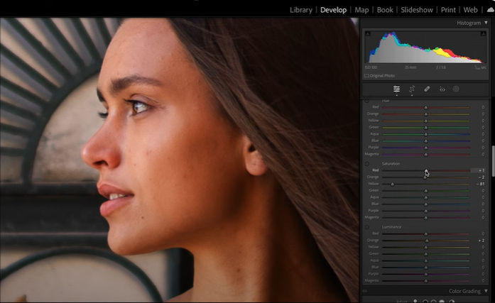Enhance Skin Tones with the Calibration Panel in the portrait photo editing services 