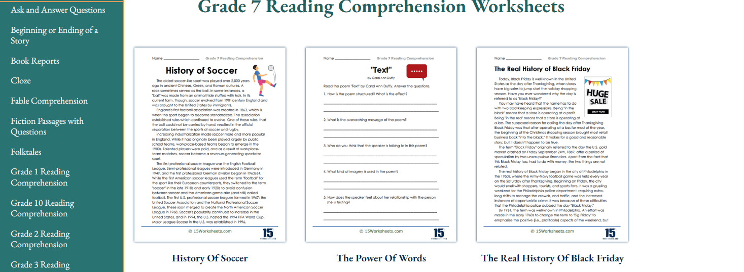 15 Worksheets