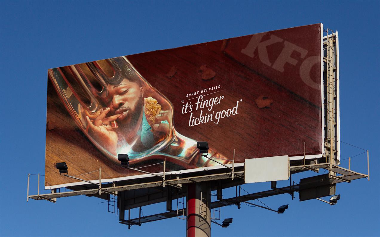 ad design tips for benefits- KFC 'it's finger licking good' ad