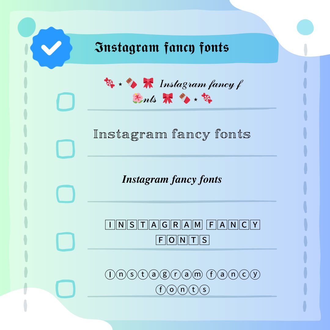 Example of fancy fonts for bio for Instagram