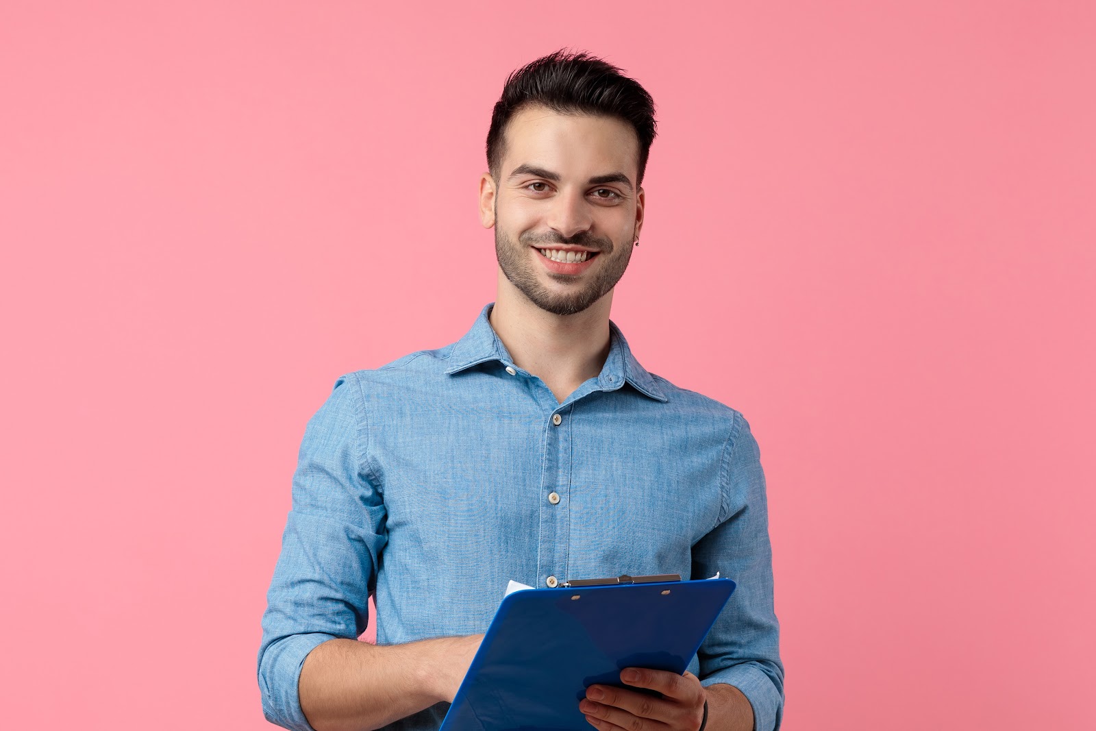a man holding a clipboard
