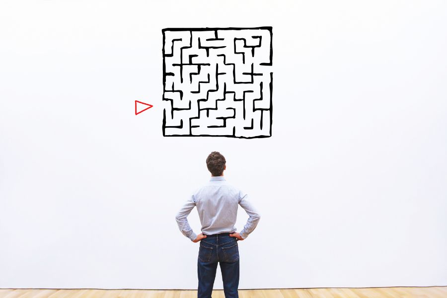 A person looking at a maze