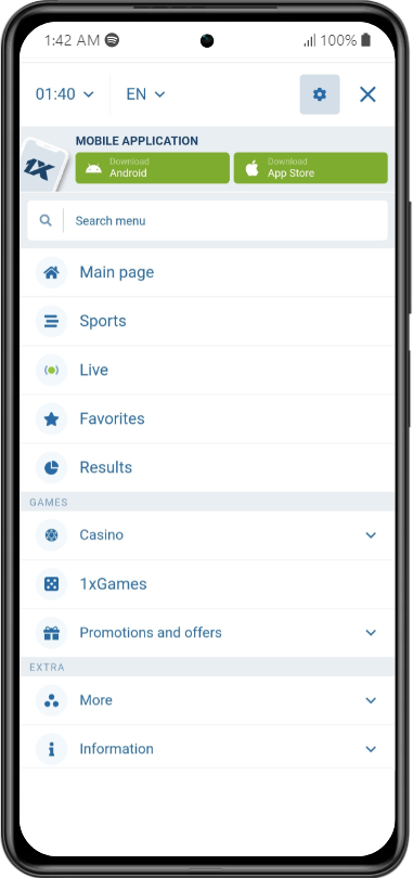 Download 1xBet app